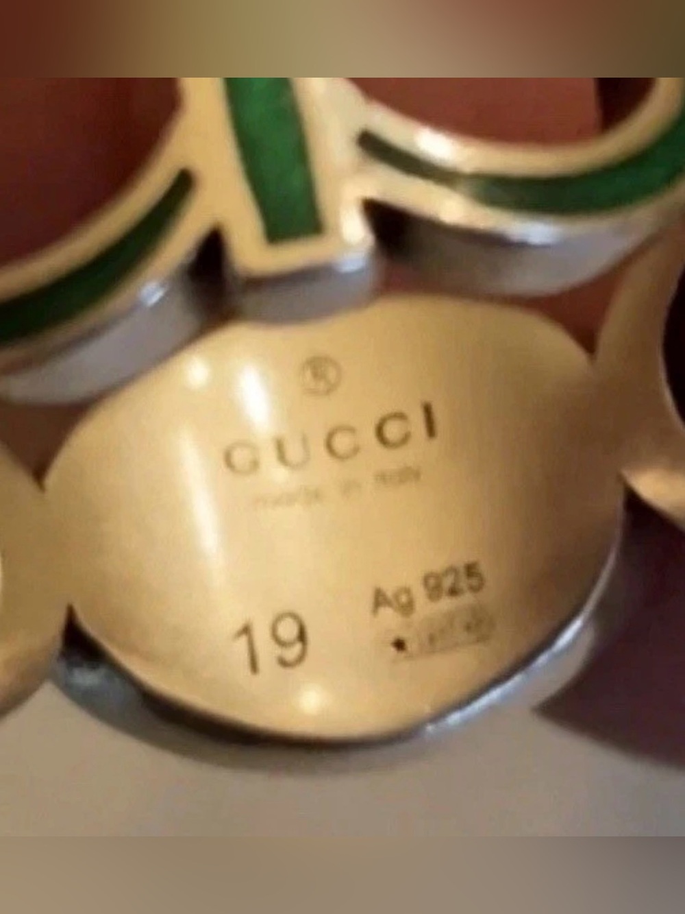 Gucci Interlocking Sterling Silver Green Enamel 9mm Ring It Sz 19 US 8.75  $360 - Picture 12 of 13